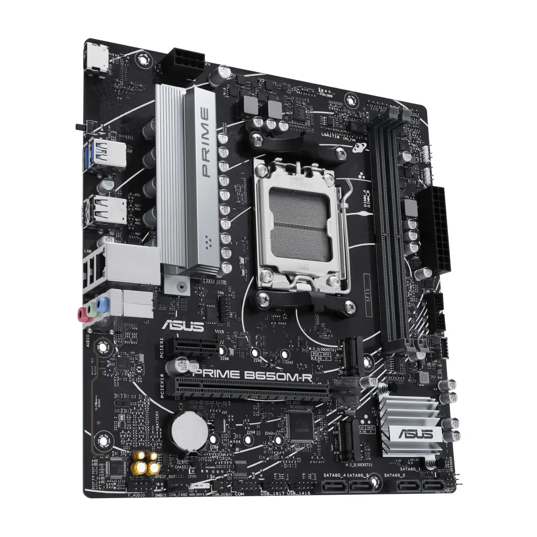 ASUS Prime B650M-R AMD Socket AM5 Gaming Motherboard, DDR5, PCIe 4.0 Support, Black | 90MB1H30-M0EAY0 ASUS Prime B650M-R AMD Socket AM5 Gaming Motherboard, DDR5, PCIe 4.0 Support, Black | 90MB1H30-M0EAY0